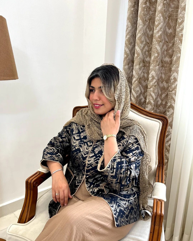کت زنانه ژاکارد سورمه ای
